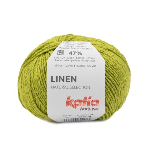 ovillo de lino y algodón de grosor DK de la marca Katia para primavera y verano