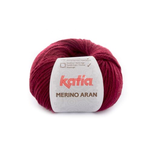 ovillo de merino aran merino superwash y acrílico color 23 granate oscuro