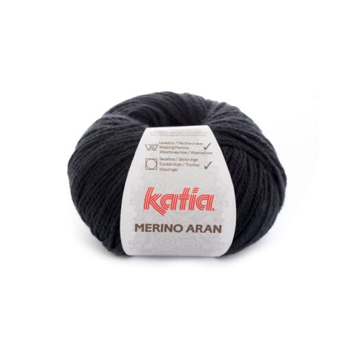 ovillo de merino aran merino superwash y acrílico color 2 negro