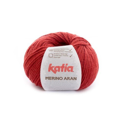 ovillo de merino aran merino superwash y acrílico color 21 rubí