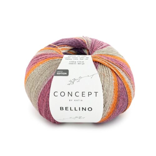ovillo de algodón y lino de 150 gramos y 550 metros llamado Bellino de la marca Concept by Katia para primavera y verano de color 208