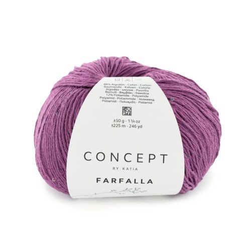 ovillo de algodón y poliamida con lentejuelas para primavera verano de la marca concept by katia color 108 violeta y 50 gramos y 200 metros