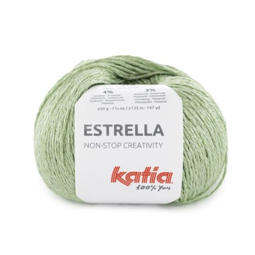 ovillo de algodón y viscosa y poliester y poliamida para primavera y veranos de la marca katia y 50 gramos y 135 metros y color 64 pistacho verde brillante