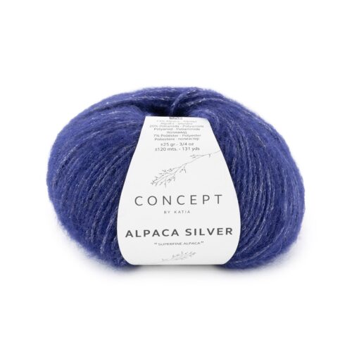 ovillo de lana alpaca silver de concept by katia compuesto por superfine alpaca, poliamida y poliéster de color 283 azul oscuro y plata