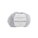ovillo de lana alpaca silver de concept by katia compuesto por superfine alpaca, poliamida y poliéster de color 255 gris claro y plata