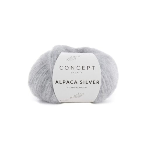 ovillo de lana alpaca silver de concept by katia compuesto por superfine alpaca, poliamida y poliéster de color 255 gris claro y plata