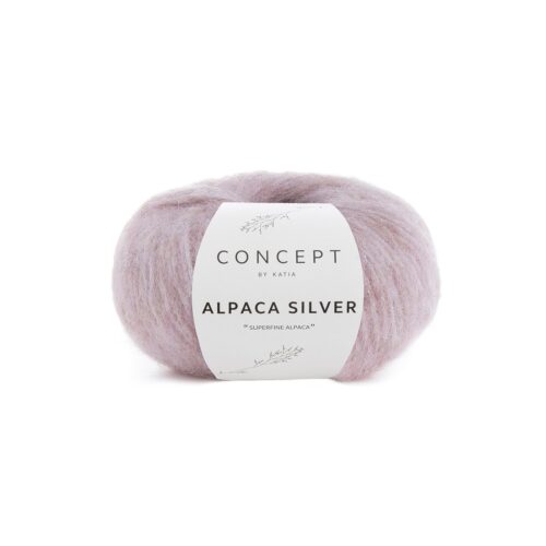ovillo de lana alpaca silver de concept by katia compuesto por superfine alpaca, poliamida y poliéster de color 252 rosa claro y plata