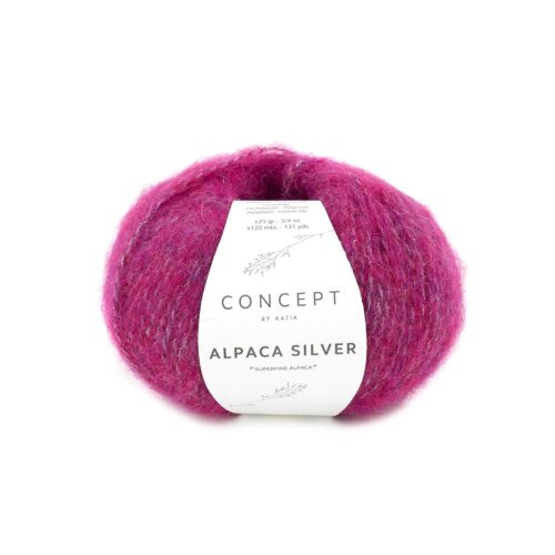ovillo de lana alpaca silver de concept by katia compuesto por superfine alpaca, poliamida y poliéster de color 271 rubí y plata