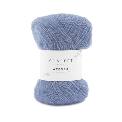 ovillo de lana atenea concept by katia de merino extrafine, algodón mako y cashmere de color 91 azul