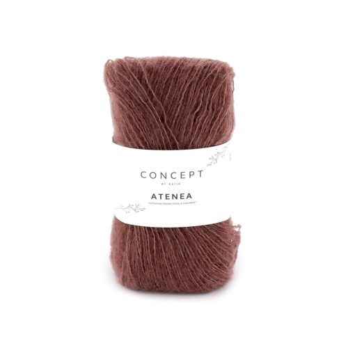 ovillo de lana atenea concept by katia de merino extrafine, algodón mako y cashmere de color 98 marrón rojo