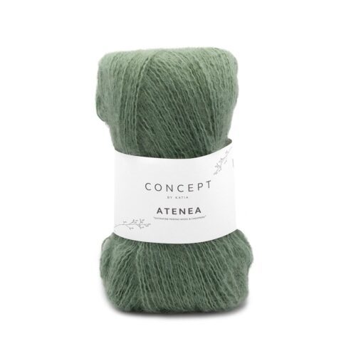 ovillo de lana atenea concept by katia de merino extrafine, algodón mako y cashmere de color 95 salvia