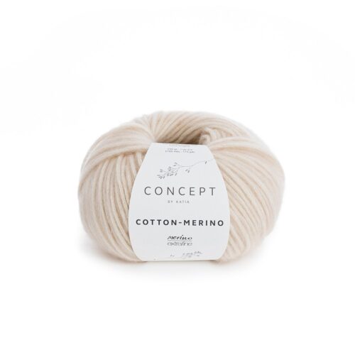 ovillo de lana cotton merino concept by katia de algodón y merino color 101 beige claro