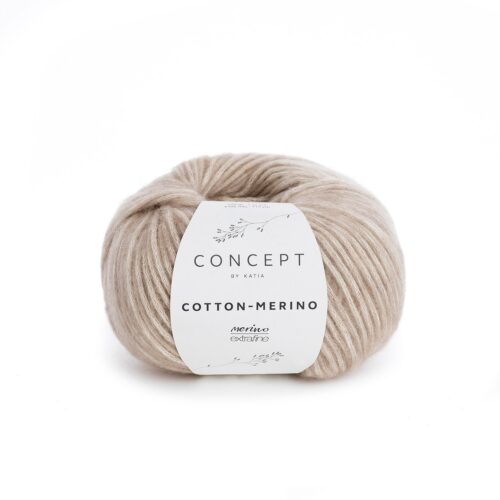 ovillo de lana cotton merino concept by katia de algodón y merino color 104 beige