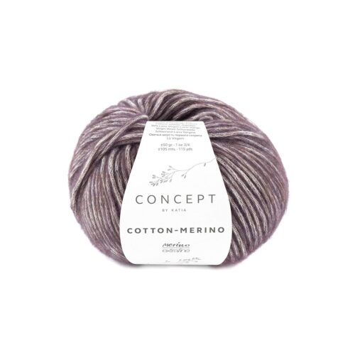 ovillo de lana cotton merino concept by katia de algodón y merino color 134 berenjena