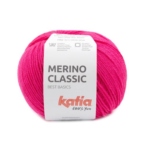 ovillo de merino classic merino superwash y acrílico color 98 fucsia flúor