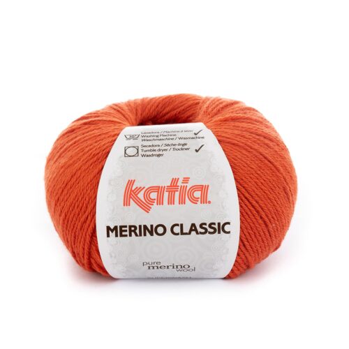 ovillo de merino classic merino superwash y acrílico color 20 naranja intenso